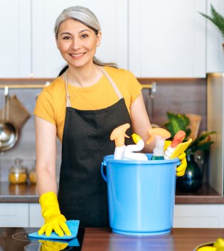 Housekeeping attendant at work